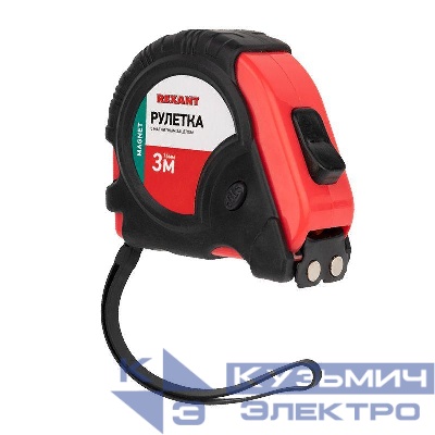 Рулетка Профи 3мх16мм магнитная прорезиненный корпусRexant 12-9012