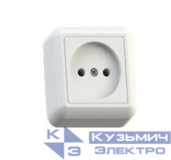 Розетка 1-м ОП Оптима РА10-375 10А IP20 без заземл. с монтаж. пластиной бел. Кунцево 8006