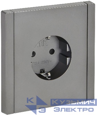 Розетка СП FORTE&PIANO FP515 16А с заземл. защ. шторки винт. крепл. сталь IEK FP-R14-16-K46
