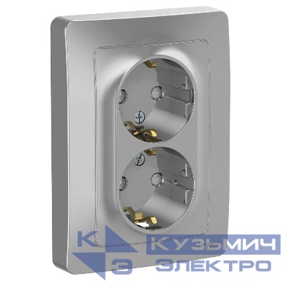 Розетка 2-м СП Blanca 16А IP20 250В с заземл. защ. шторки алюм. SE BLNRS001123