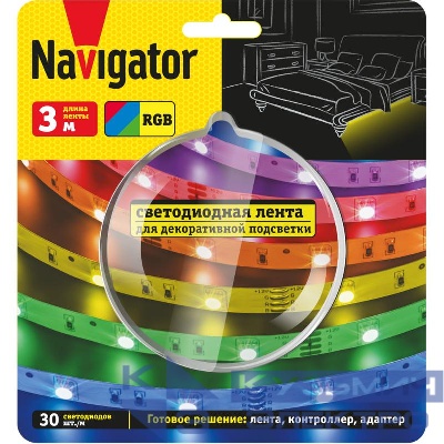 Лента светодиодная 95 143 NLS-SET-01 RGB 3м 30шт/м адаптер 1м IP20 Navigator 95143