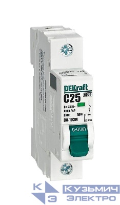 Выключатель автоматический модульный 1п C 25А 6кА ВА-103M без теплозащиты DEKraft 12504DEK
