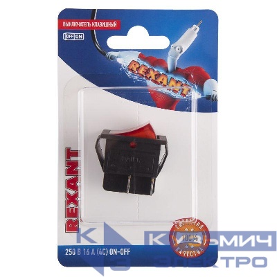 Выключатель клавишный 250В 16А (4с) ON-OFF красн. с подсветкой (RWB-502 SC-767 IRS-201-1) блист. Rexant 06-0303-B