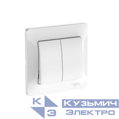 Выключатель 2-кл. Glossa (сх. 5) 10AX быстрозажим. клем. в сборе бел. SE GSL000152S