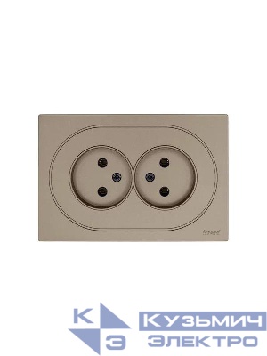Розетка 2-м СП OSEN без заземл. ПБТ механизм титан LEZARD 743-3700-128B
