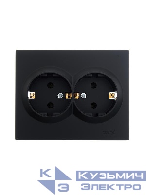 Розетка 2-м СП VESNA с заземл. ПБТ черн. бархат LEZARD 742-4200-127B