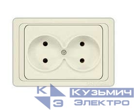 Розетка 2-м СП Валери 16А сл. кость UNIVersal Б-В0102