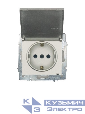 Розетка 1-м СП VESNA 16А IP44 с заземл. с крышкой ПБТ механизм титан. LEZARD 742-3788-123BIPCH