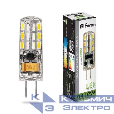 Лампа светодиодная LB-420 2Вт JC 4000К G4 12В FERON 25448