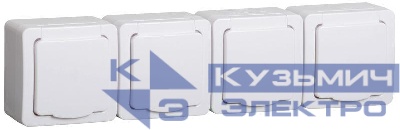 Розетка 4-м ОП Гермес Plus РСб24-3-ГПБб 16А IP54 с заземл. с крышкой бел. IEK ERMP42-K01-16-54-EC