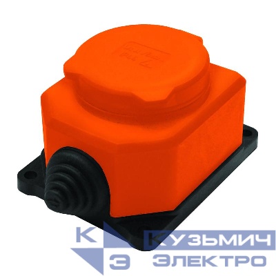 Розетка настенная 1-м 1ф "КОМПАКТ" с загл IP44 16А каучук оранж. UNIVersal 3037