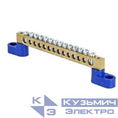 Шина нулевая N 6х9 14 отвер. латунь 2 син. угловых изолятора PROxima EKF sn0-63-14-2