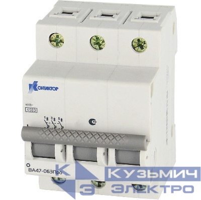 Выключатель автоматический модульный 3п B 16А 4.5кА ВА47-063 Контактор 7000046