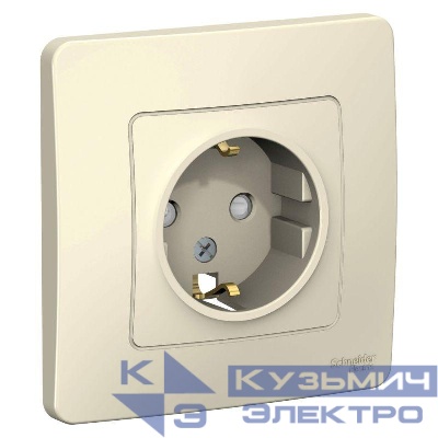 Розетка 1-м СП Blanca 16А IP20 250В с заземл. защ. шторки молоч. SE BLNRS001112