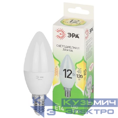 Лампа светодиодная GREEN LINE B35-12W-830-E14 GL 12Вт свеча 3000К свет тепл. E14 Эра Б0067089