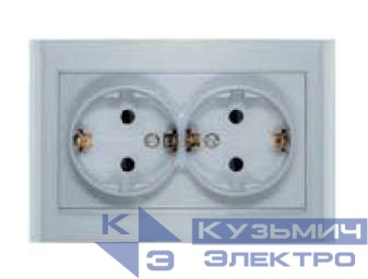 Розетка 2-м СП Бриллиант 16А IP20 с заземл. защ. шторки серебр. UNIVersal 7949797
