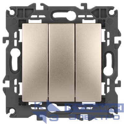 Выключатель 3-кл. СП Elegance 14-1107-04 10А IP20 250В 10AX механизм шампань Эра Б0034253