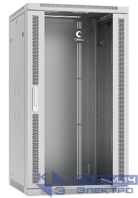 Шкаф телекоммуникационный настенный разобранный SH-05F-22U60/60-R 19дюйм 22U 600х600х1082мм дверь стекло сер. (RAL 7035) Cabeus 10742c