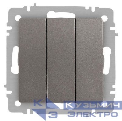 Выключатель 3-кл. СП Accent 6-106-09 10А IP20 250В AL/CU титан Intro Б0063549