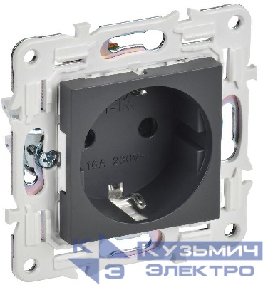 Розетка SKANDY 16А с заземл. защ. шторки SK-R04T титан IEK SK-R14-16-K48