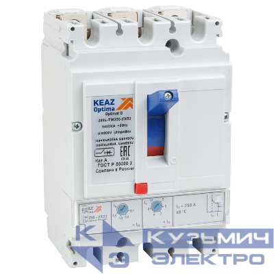 Выключатель автоматический 3п 200А диапазон уст. 100...250А 40кА OptiMat D250N-TM200-УХЛ3 КЭАЗ 291433