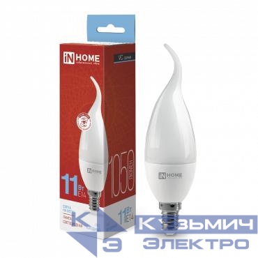 Лампа светодиодная LED-СВЕЧА НА ВЕТРУ-VC 11Вт свеча на ветру 6500К холод. бел. E14 1050лм 230В IN HOME 4690612030494