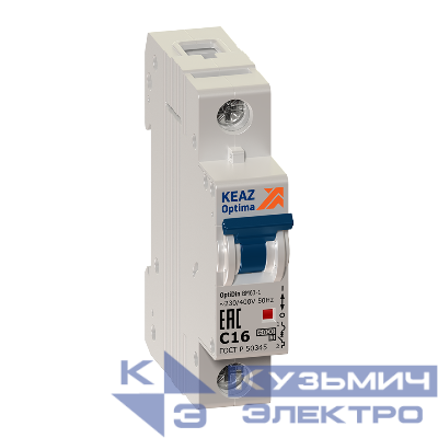Выключатель автоматический модульный 1п B 16А 6кА OptiDin BM63-1B16-УХЛ3 КЭАЗ 257918