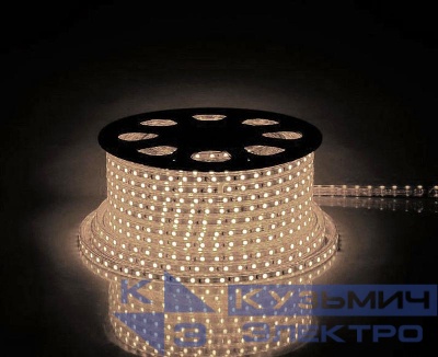 Лента светодиодная LS704 60SMD(2835)/м 4.4Вт/м 220В IP65 2700К с 2 сетевыми шнурами 2 заглушками 2 коннекторами 10 крепежами в комплекте (уп.100м) FERON 26244