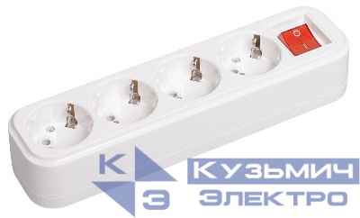 Колодка удлинителя 4-м 16А Classic К04В 2P+PE 250В с выкл. IEK KYP11-16-04-00-ZK