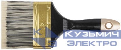 Кисть флейцевая "Стайл" искусственная черно-белая щетина деревянная ручка 4дюйм (100мм) FIT 01188