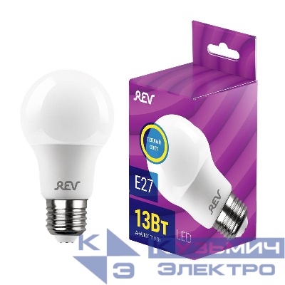 Лампа светодиодная A60 13Вт грушевидная 2700К тепл. бел. E27 1100лм 180-240В REV 32346 4