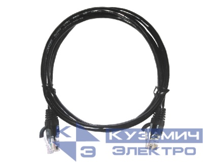 Патч-корд UTP4 cat 5e, 1,0м, ВС, LSZH, черный, литой коннектор NETKO Optima
