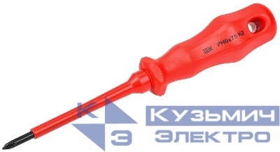 Отвертка диэлектрическая крестовая Ph0х75мм K2 1000В ARMA2L 3 IEK A2L3-SC30-K2-PH-00-075