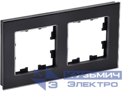 Рамка 2-м BRITE РУ-2-2-БрЧ стекло черн. IEK BR-M22-G-K02