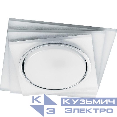 Светильник CD5023 15Вт GX53 встраив. квадрат без лампы со светодиод. подсветкой 20LEDх2835 SMD 4000К с драйвером в комплекте матов. хром FERON 40521
