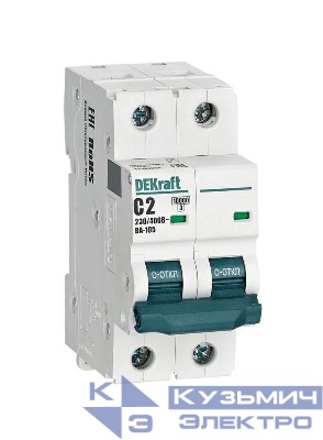 Выключатель автоматический модульный 2п C 2А 10кА ВА-105 DEKraft 13161DEK