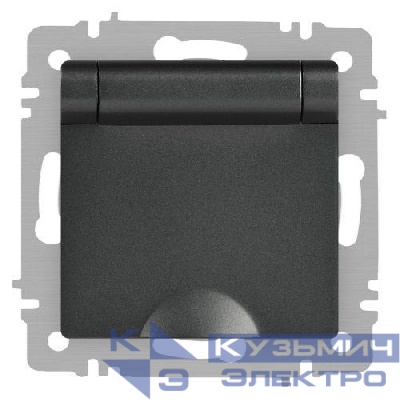 Розетка 1-м СП Accent 6-203-07 16А IP20 250В 2P+E Schuko с крышкой AL/CU графит Intro Б0063441