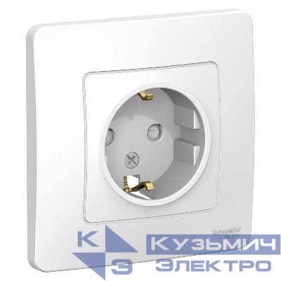 Розетка 1-м СП Blanca 16А IP20 250В с заземл. защ. шторки бел. SE BLNRS001111