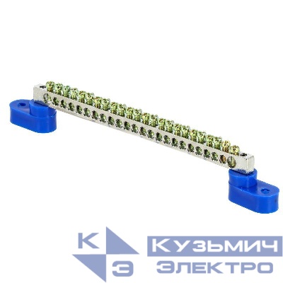 Шина нулевая N 6х9 24 отверст. цинк 2 син. угловых изолятора PROxima EKF sn1-63-24-2