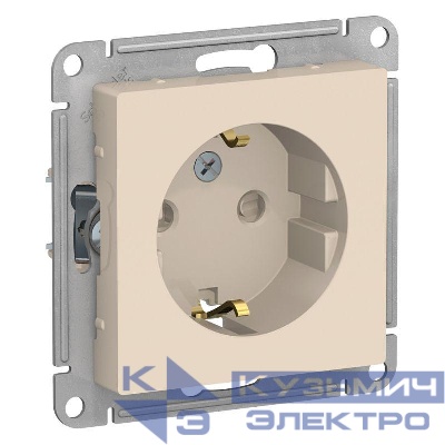 Розетка 1-м СП AtlasDesign 16А IP20 с заземл. защ. шторки механизм беж. SE ATN000245