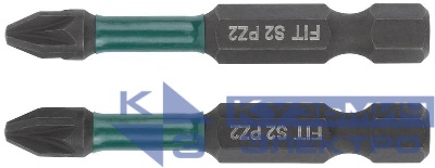 Набор бит кованые ударные сталь S2 односторонние 50мм PZ2 профи блистер (уп.2шт) FIT 57482
