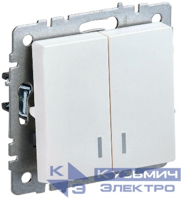 Выключатель 2-кл. СП BRITE ВС10-2-1-БрЖ 10А с индик. механизм жемчуж. IEK BR-V20-1-10-K36