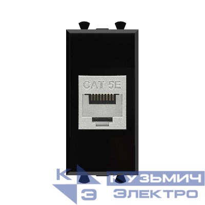 Розетка компьютерная 1мод. Avanti "Черный квадрат" RJ45 кат.5E без шторок экранир. модульная механизм DKC 4402761
