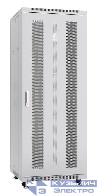 Шкаф монтажный телекоммуникационный напольн. ND-05C-32U60/60 19дюйм 32U 600х600х1610мм для распределит. и серверн. оборудования; передн. и задн. перфорир. двери ручка с замком RAL 7035 сер. Cabeus 7710c