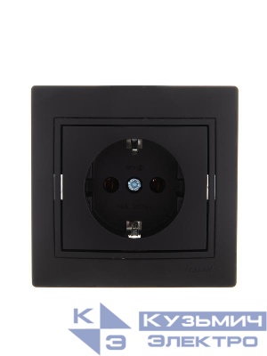 Розетка 1-м СП Mira с заземл. керамика черн. бархат LEZARD 701-4242-122