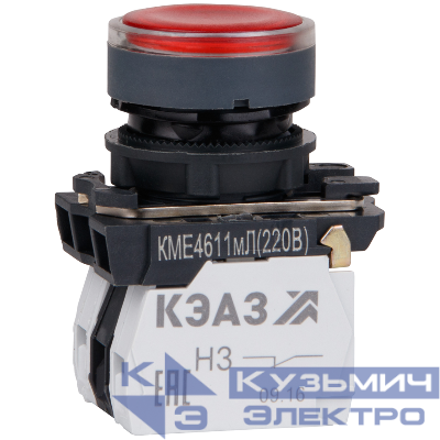 Кнопка КМЕ 4611мЛ 220В 1но+1нз цилиндр индикатор IP65 красн. КЭАЗ 248251