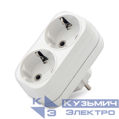 Разветвитель 2-м с заземл. 16А плоский UNIVersal А302