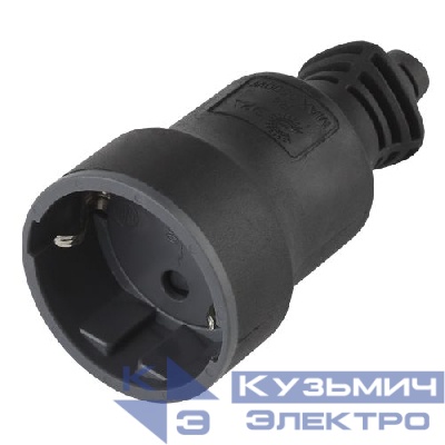 Розетка кабельная R4(B) 16А с заземл. прямой ввод (10/200/4000) черн. ЭРА Б0019191