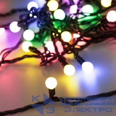 Гирлянда светодиодная ARD-BALL-CLASSIC-D13-10000-BLACK-100LED RGB (230В 7Вт) (IP65) Ardecoled 025573
