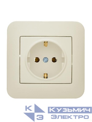 Розетка 1-м СП ASTI 16А IP20 с заземл. ПБТ крем. LEZARD 7081-0303-122B